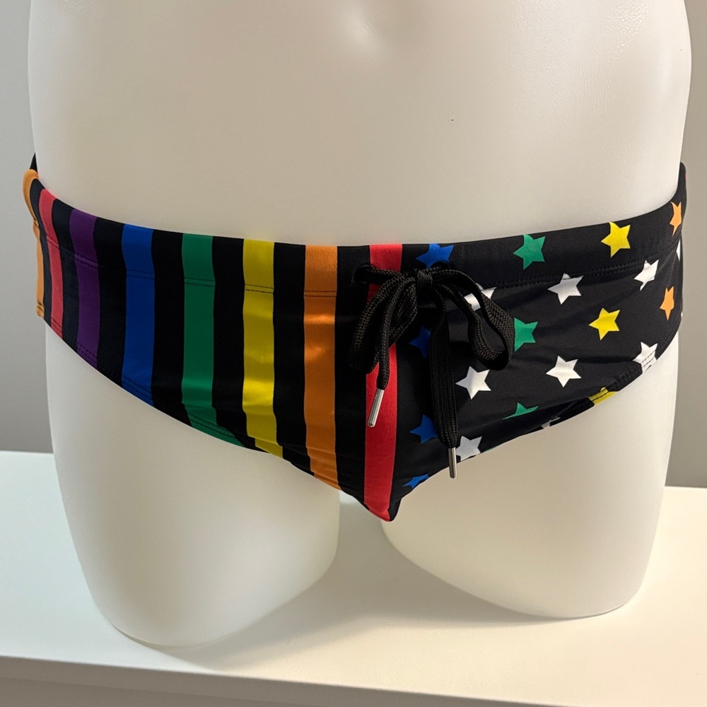Multicolor Star and Stripe Swim Trunks